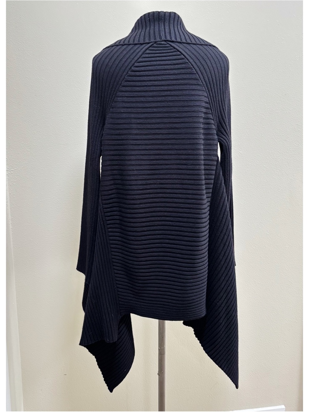 Angel Black Ribbed Open-Front Draped Cardigan - Picture 4 of 8